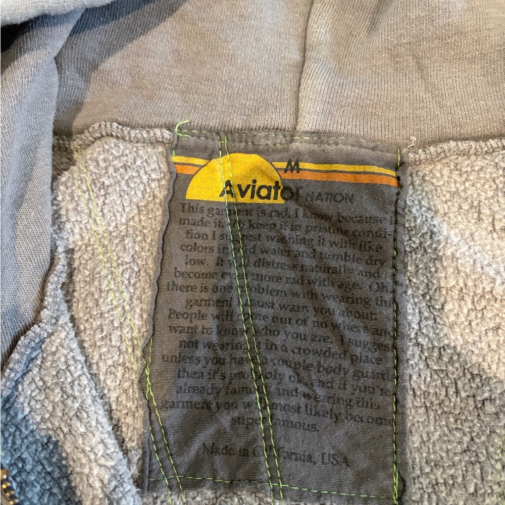 Aviator Nation Gray zip-up Hoodie with fun rainbow back piece! - Picture 3 of 5